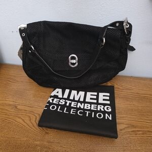 Aimee Kestenberg Rocco shoulder Bag Black lizzard embossed Leather